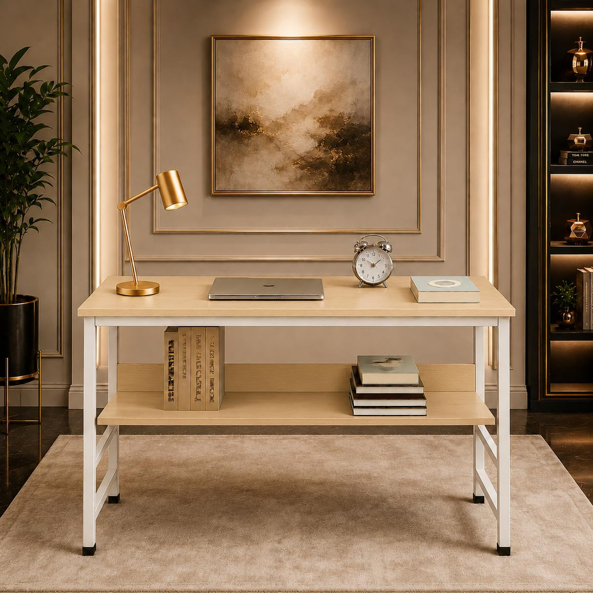 multipurpose-wood-study-table-with-shelf-computer-cream-board-with-whittle-metal